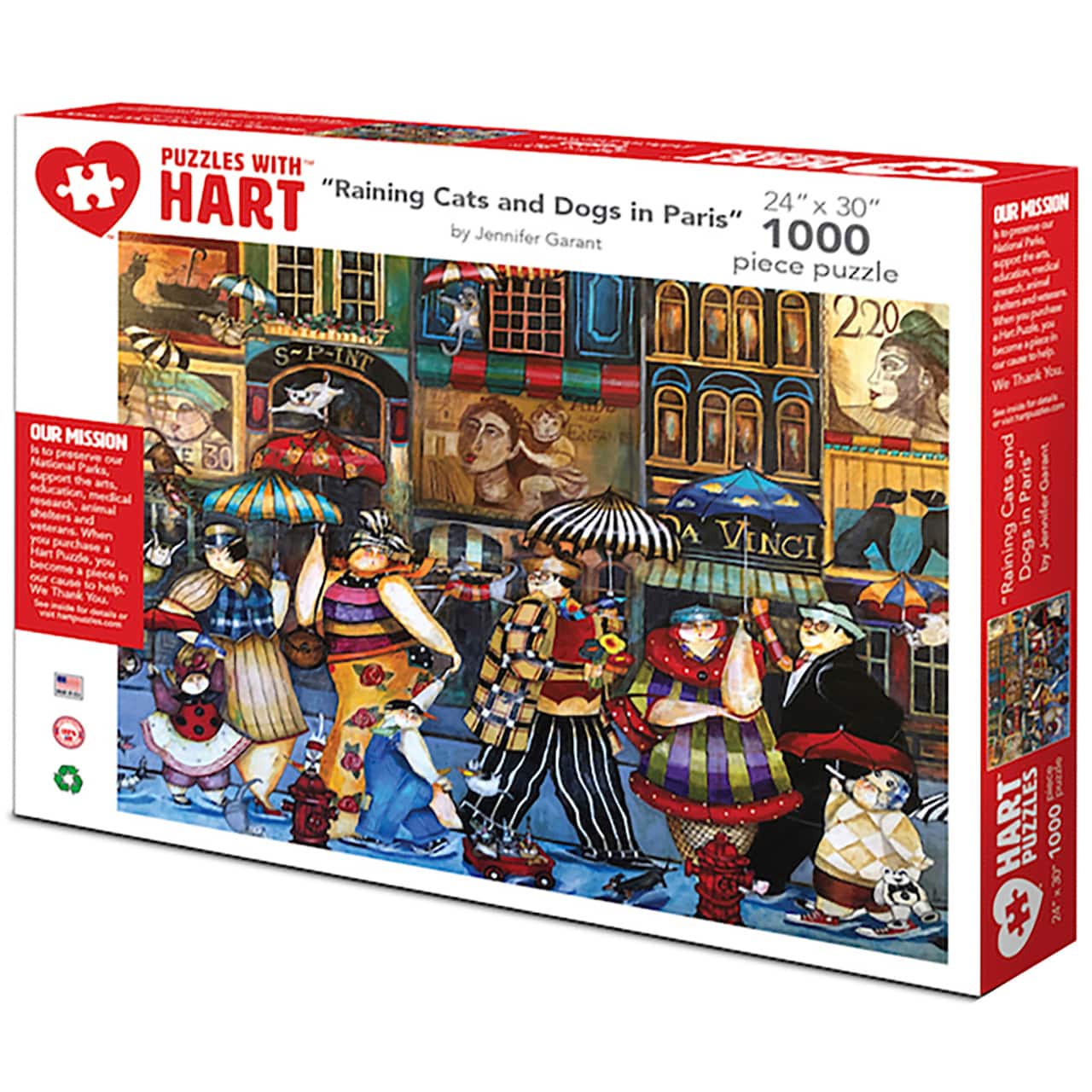 Hart Puzzles Raining Cats and Dogs in Paris by Jennifer Garant 1,000 Piece Jigsaw Puzzle